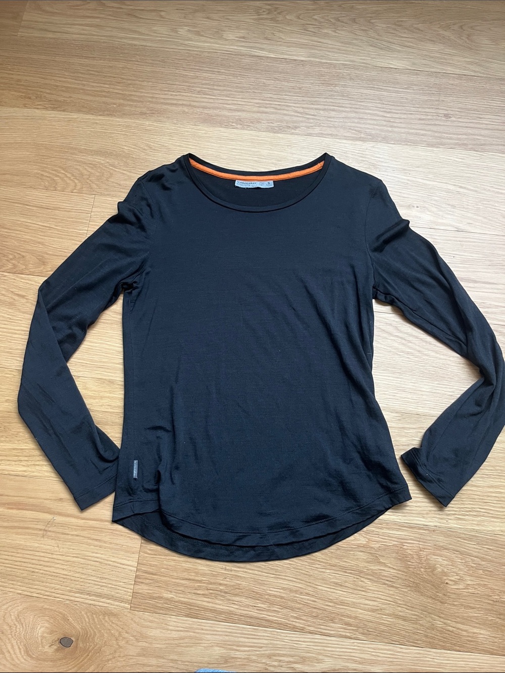 Icebreaker Women's Merino 125 Cool-Lite Black Long-Sleeve Crewneck Top size S